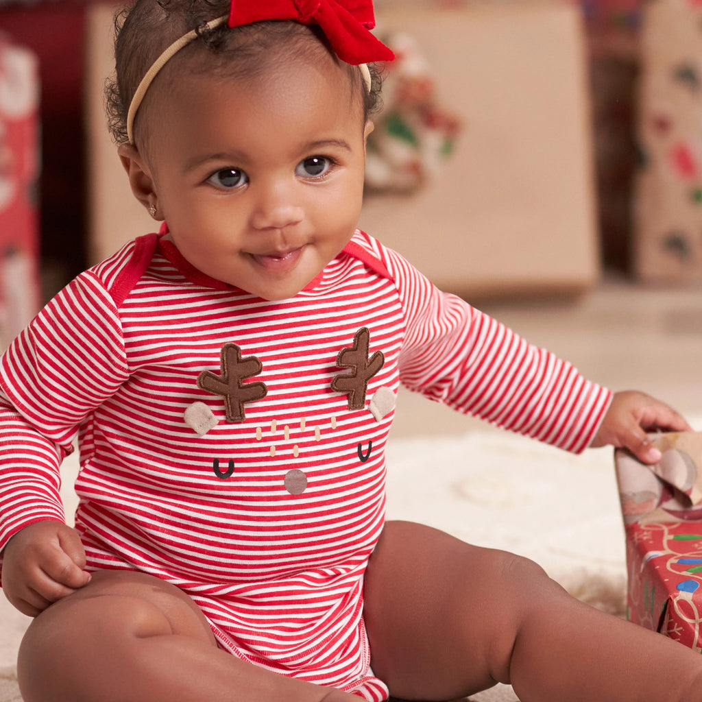 Baby Neutral Reindeer Long Sleeve Onesies Bodysuit