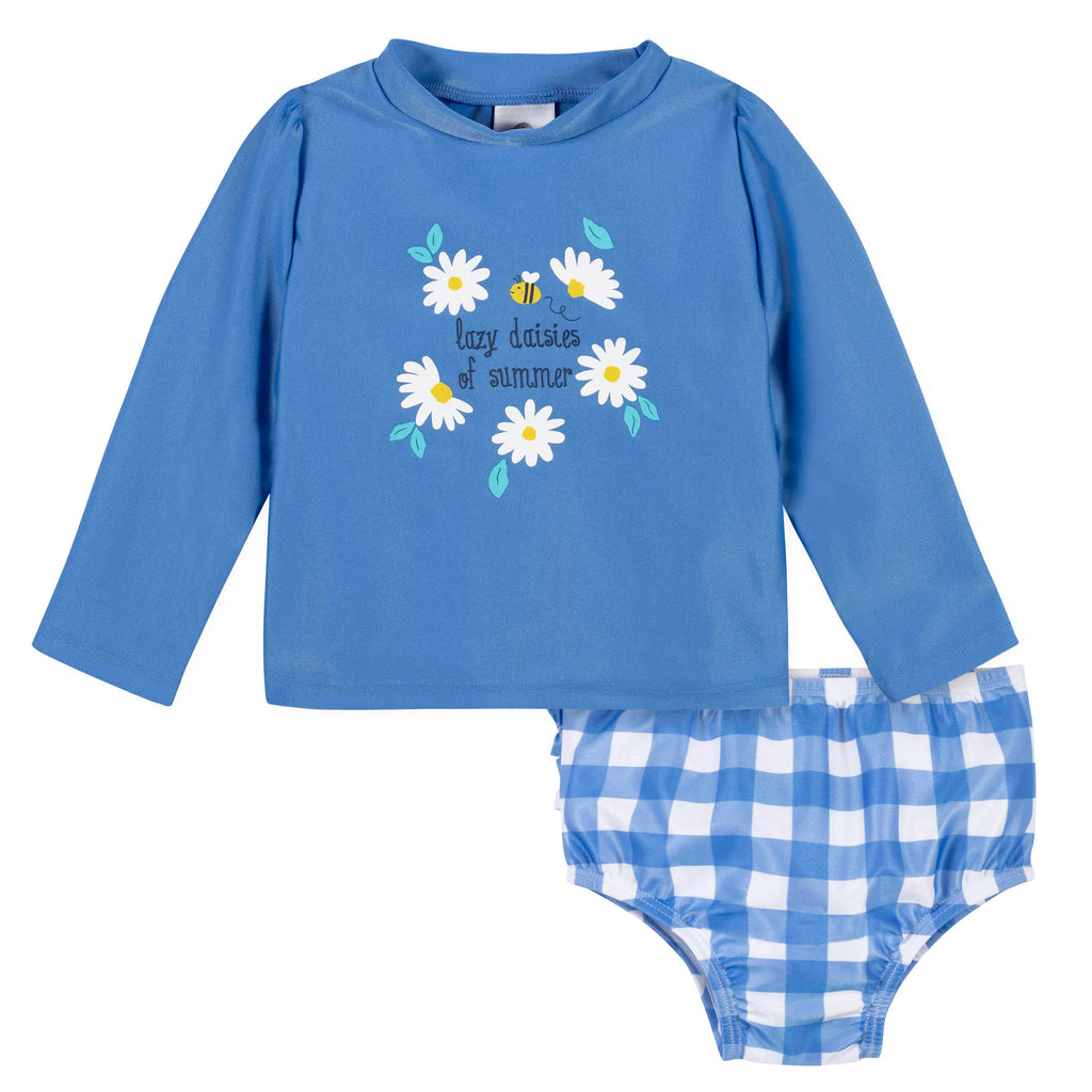 2-Piece Baby & Toddler Girls Darling Daisy Rash Guard & Swim Bottoms Set