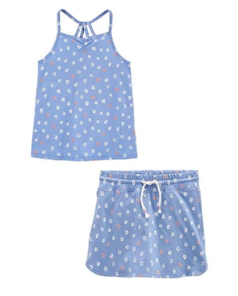 Oshkosh Kid Daisy Print Criss-Cross Tank with Daisy Print Match Skort