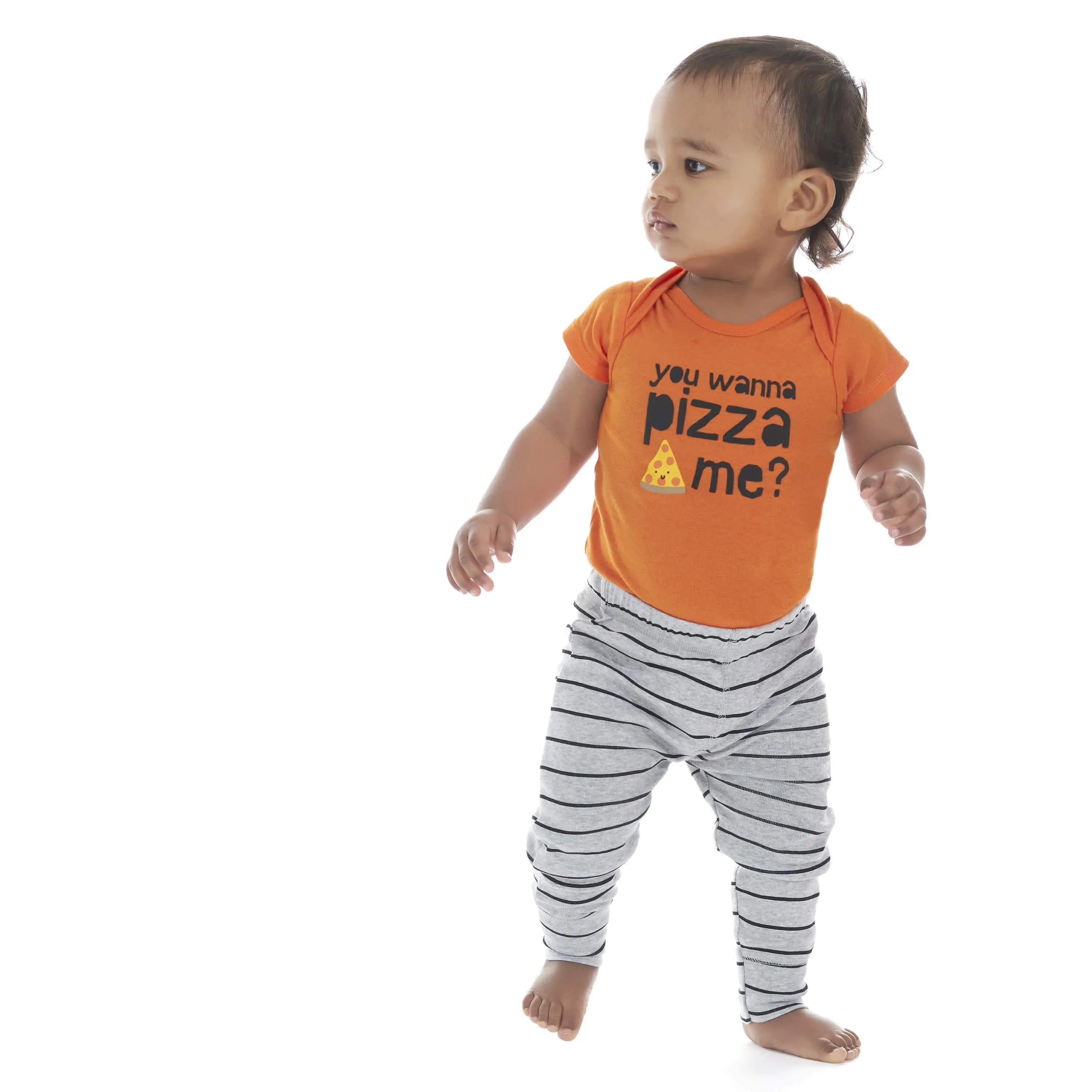 6-Piece Baby Boys Pizza Onesies Brand Bodysuits & Pants Set