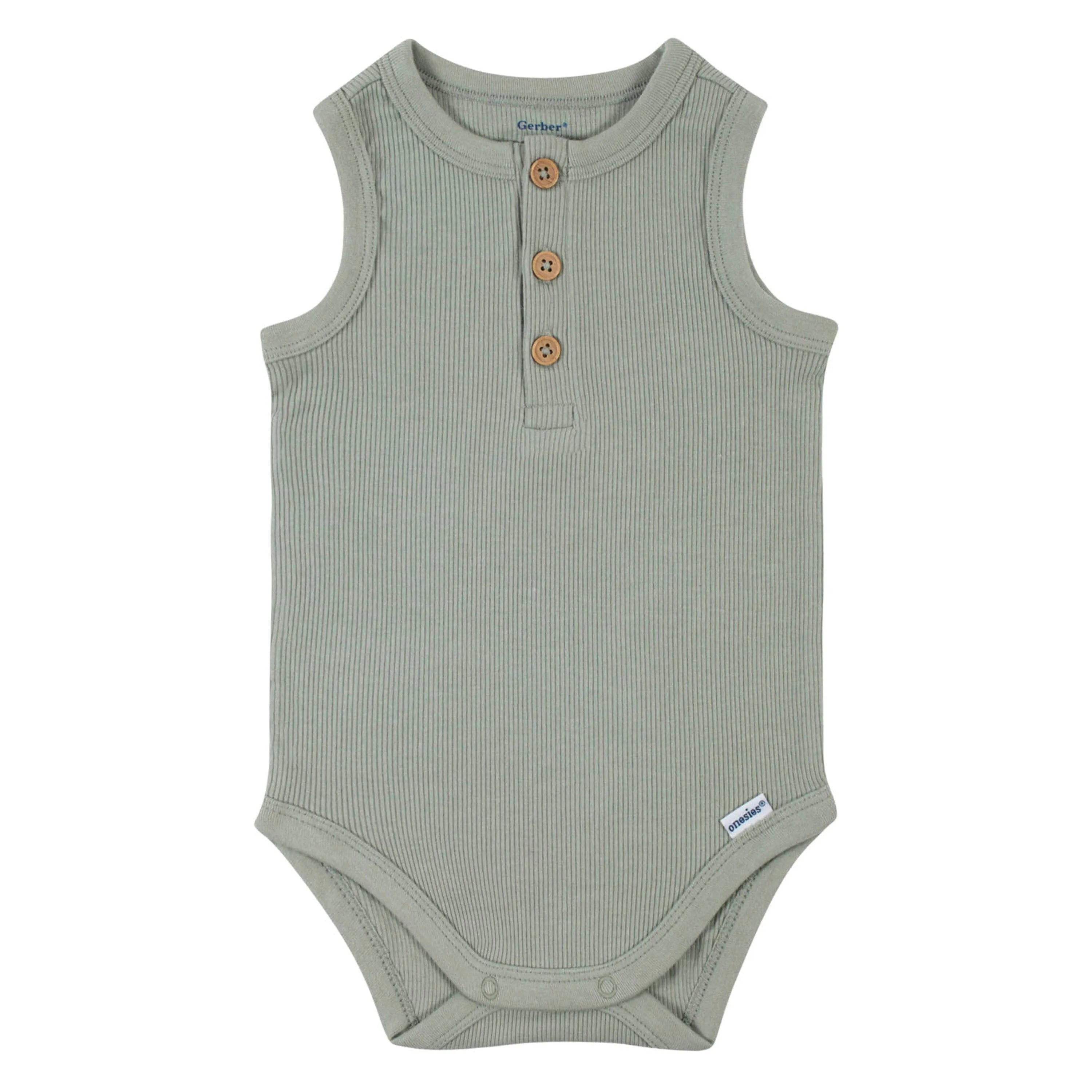 2-Pack Baby Boys Green Ivory Sleeveless Onesies Bodysuits