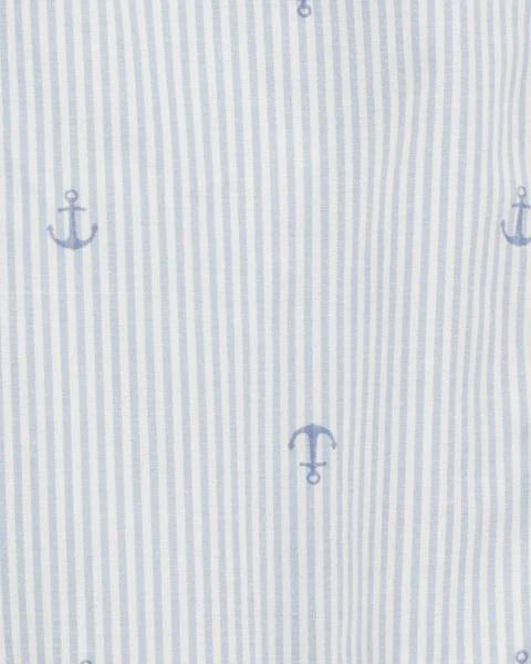 Oshkosh Anchor Print Button-Front Bodysuit with Suspender Shorts