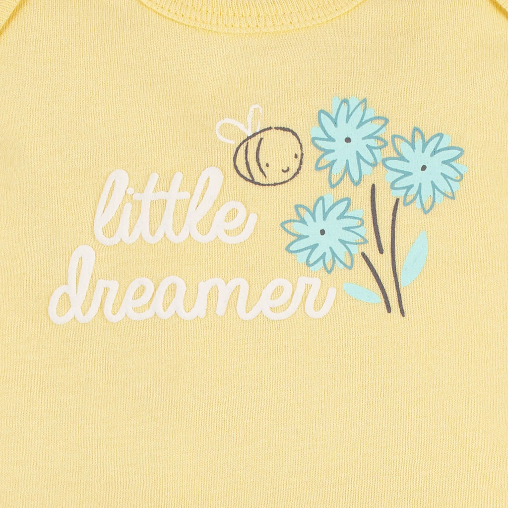 4-Pack Baby Girls Bee Petals Short Sleeve Onesies Bodysuits