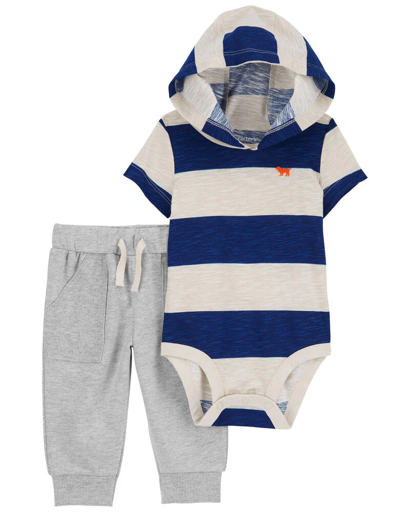 Carter's 2-Piece Striped Hooded Bodysuit Pant Set