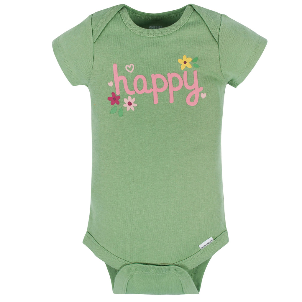 8-Pack Baby Girls Floral Fox Short Sleeve Onesies Bodysuits