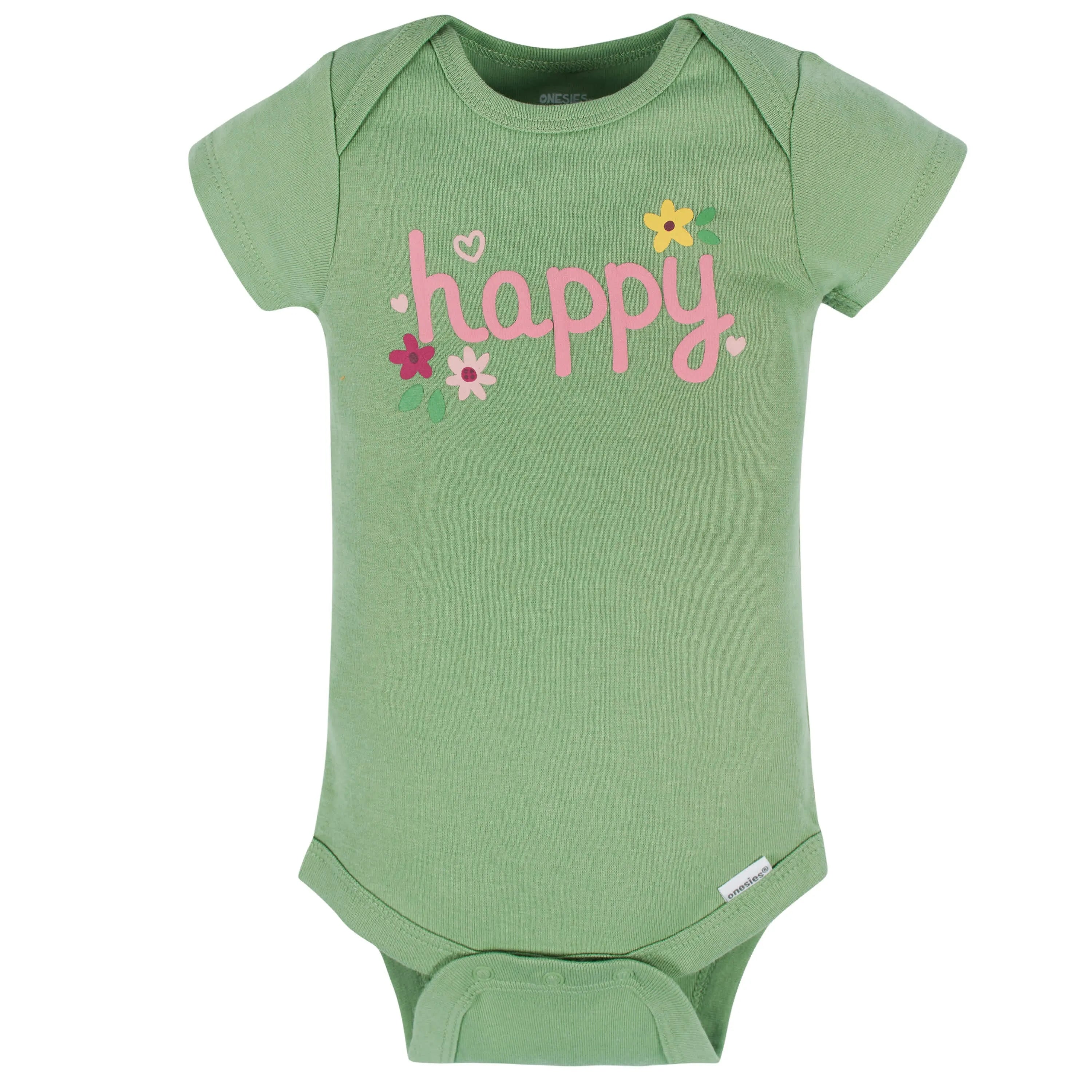 8-Pack Baby Girls Floral Fox Short Sleeve Onesies Bodysuits