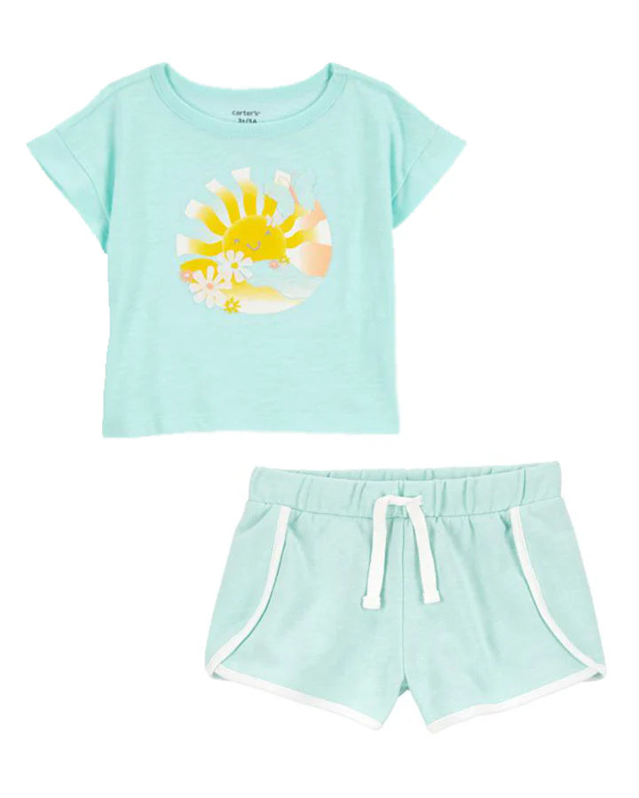 Carter's Toddler Sunshine Tee with Drawstring Sports Shorts
