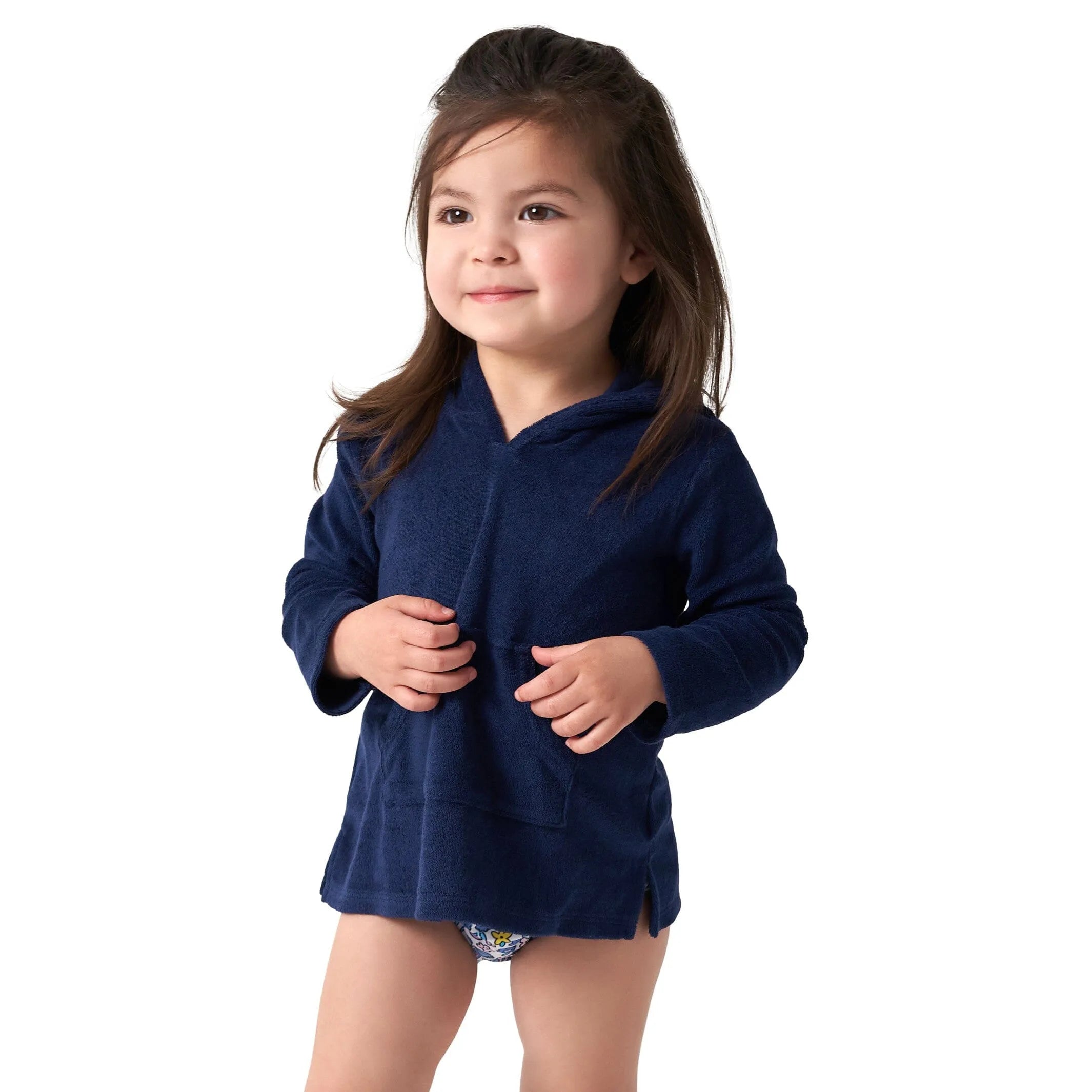 Baby & Toddler Girls Navy Hooded Kangaroo Pocket Terry Coverup