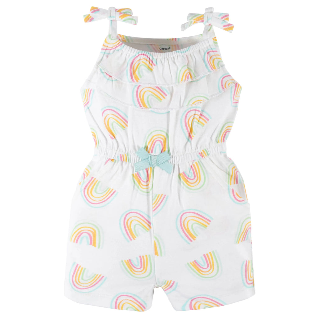 2-Pack Baby & Toddler Girls Dots Of Rainbows Tank Rompers