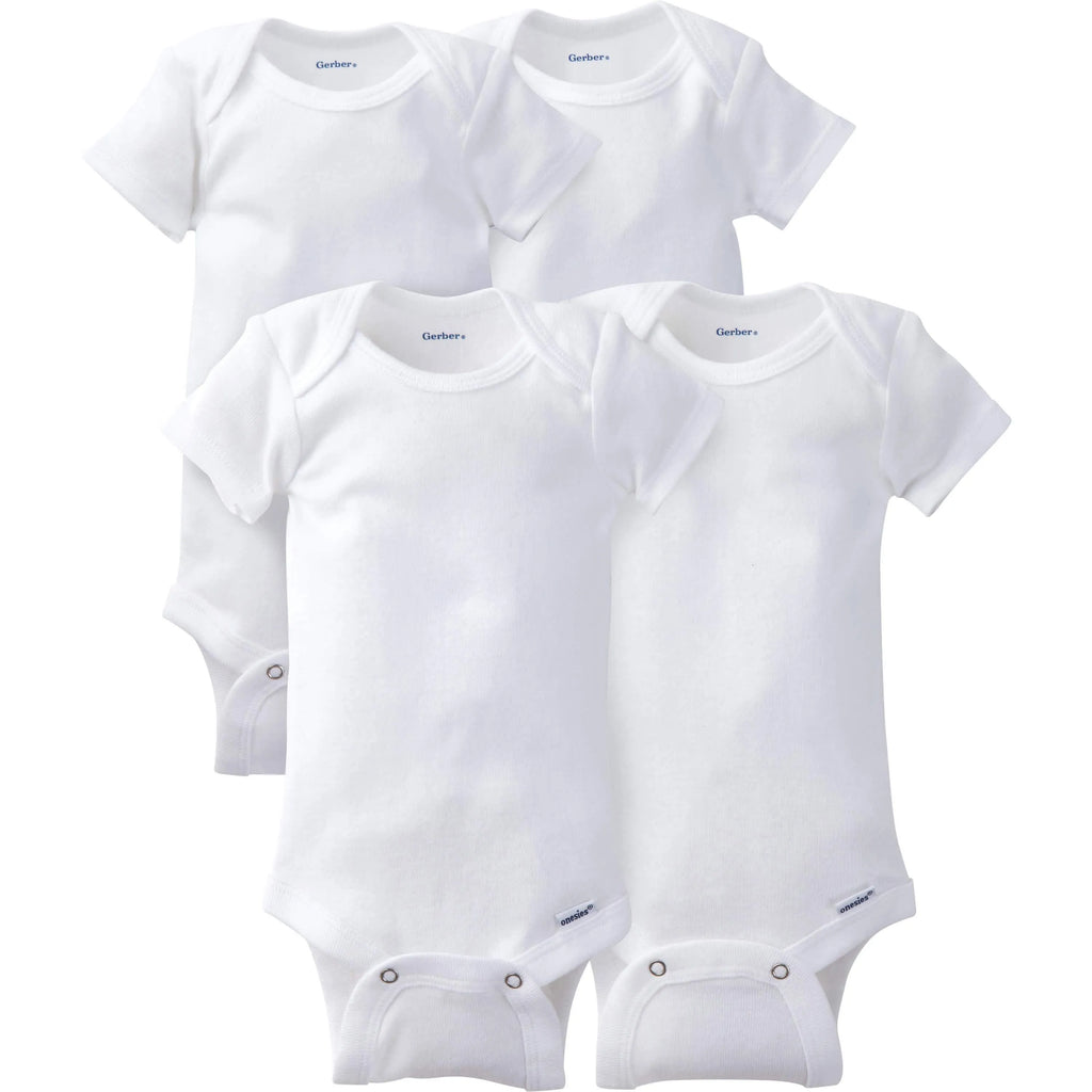 4-Pack Baby Neutral White Onesies Bodysuits