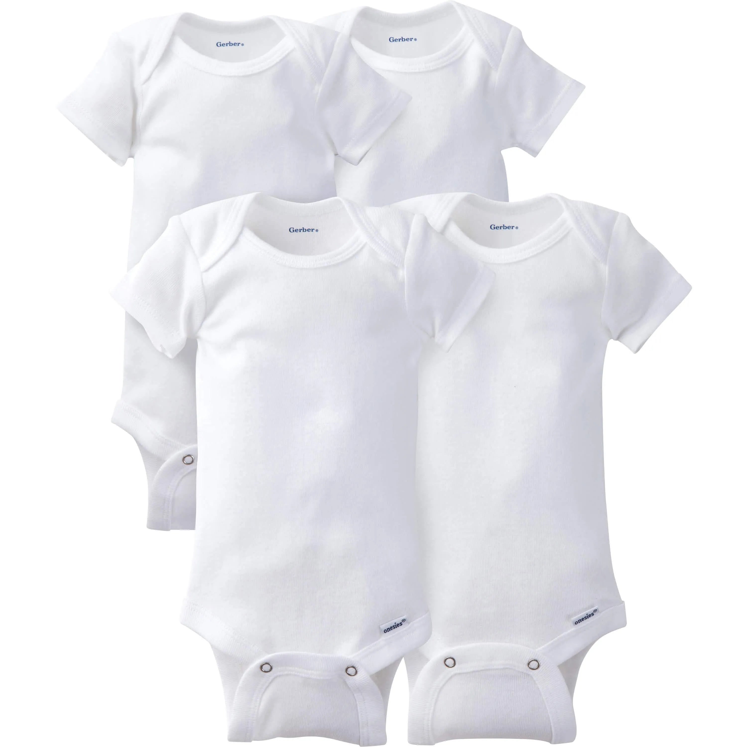 4-Pack Baby Neutral White Onesies Bodysuits