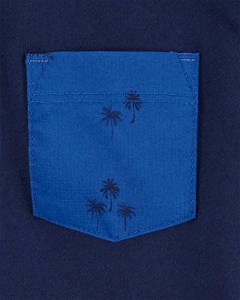 Oshkosh Kid Jersey Pocket Henley with Palm Print Quick Dry Hybrid Shorts