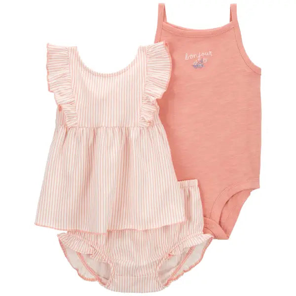 Carter's Infant Girls 3-Piece Striped Little Short Set