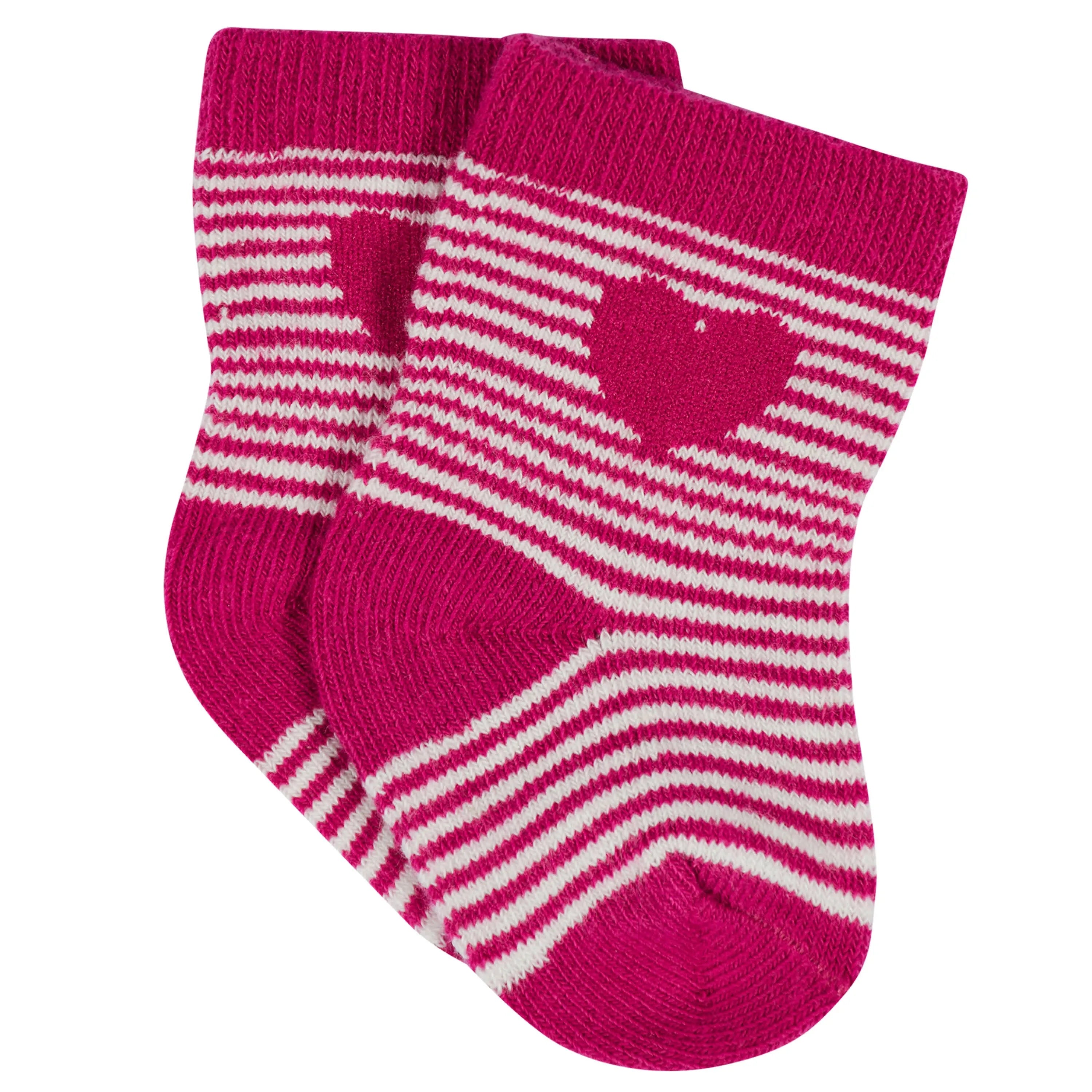 12-Pack Baby & Toddler Girls Floral Fox Jersey Crew Wiggle Proof Socks