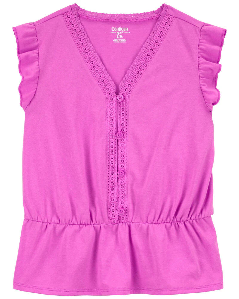 Oshkosh Button-Front Flutter Top