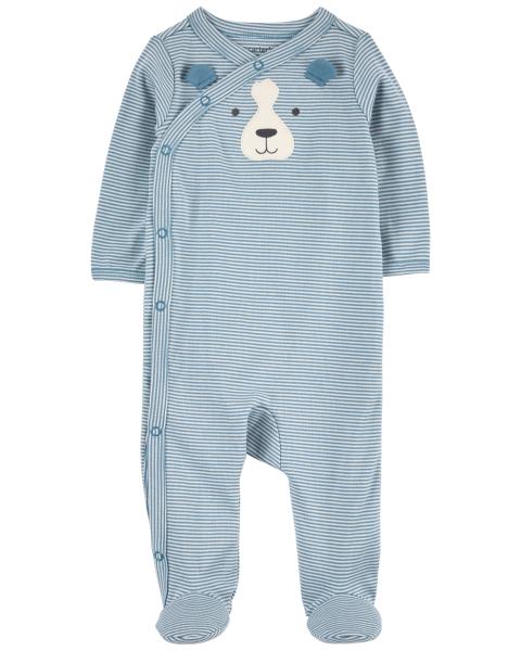 Carter's Striped Dog Side-Snap Cotton Sleep and Play