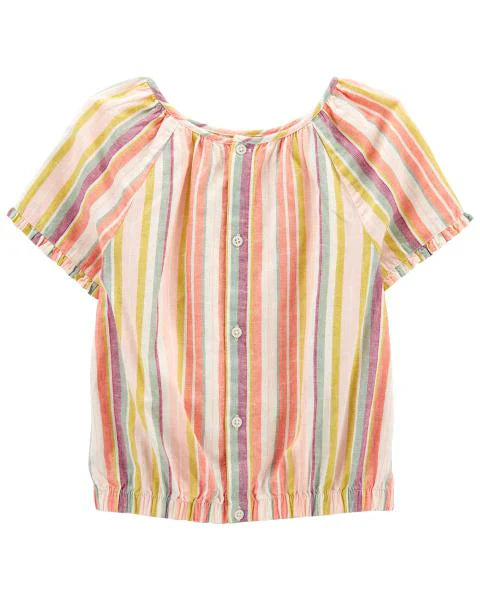 Carter's Kid Striped Linen Top with Striped Linen Skort