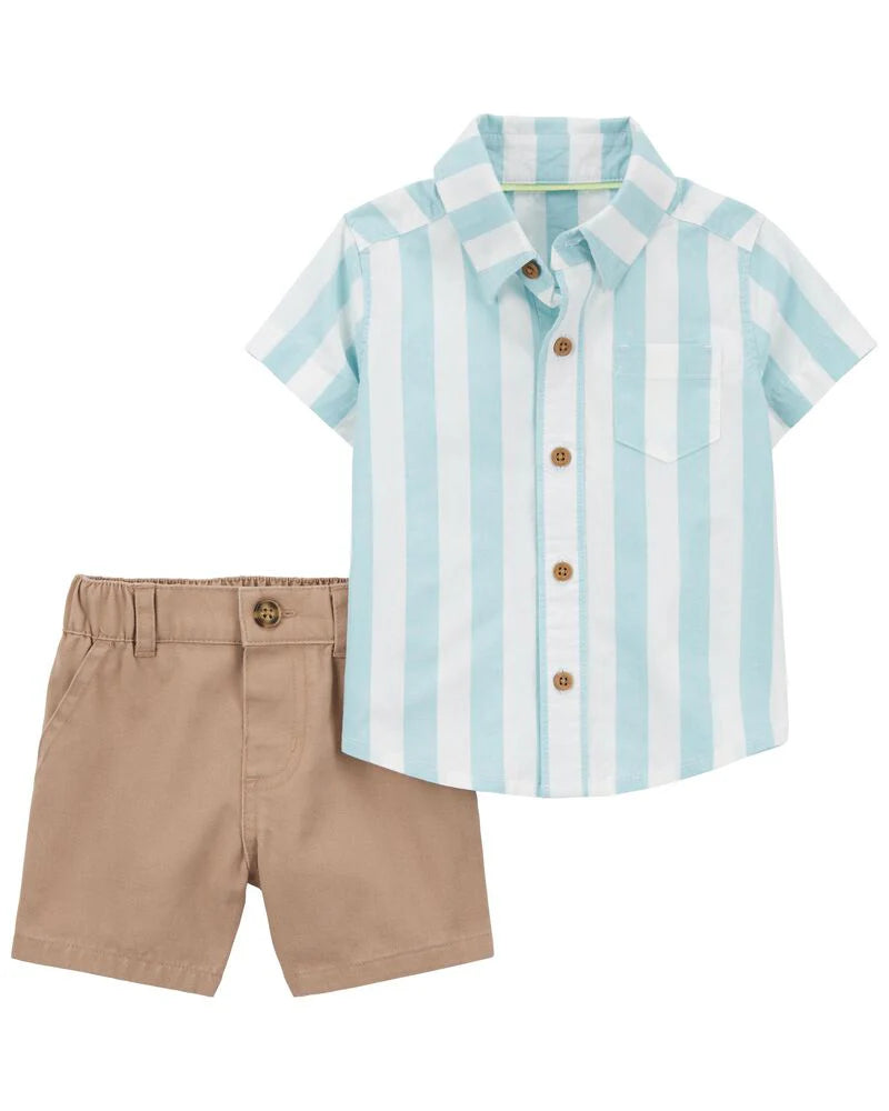 Carter's 2-Piece Button-Front Shirt And Chino Shorts Set