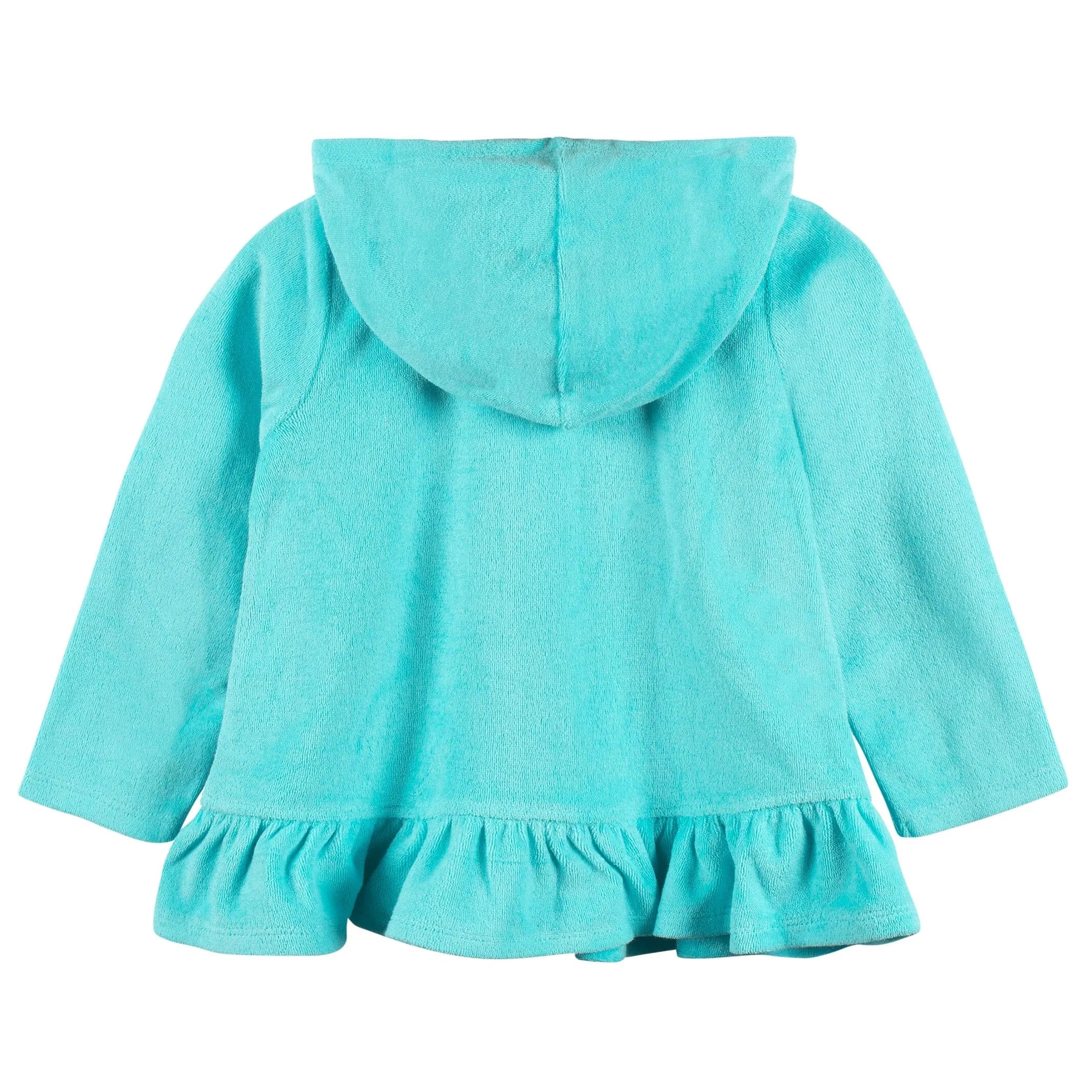 Baby & Toddler Girls Aqua Hooded Zip Front Terry Coverup