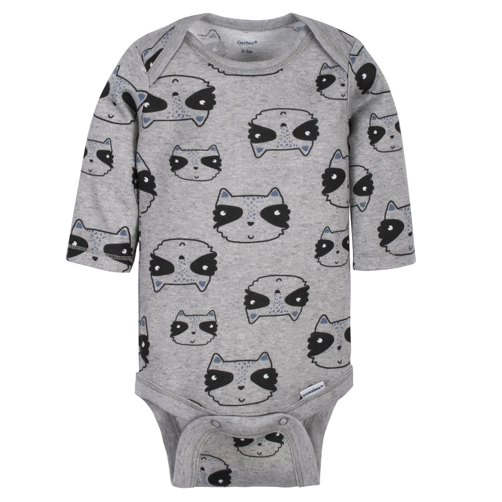 5-Pack Baby Boys Raccoon Long Sleeve Onesies Bodysuits
