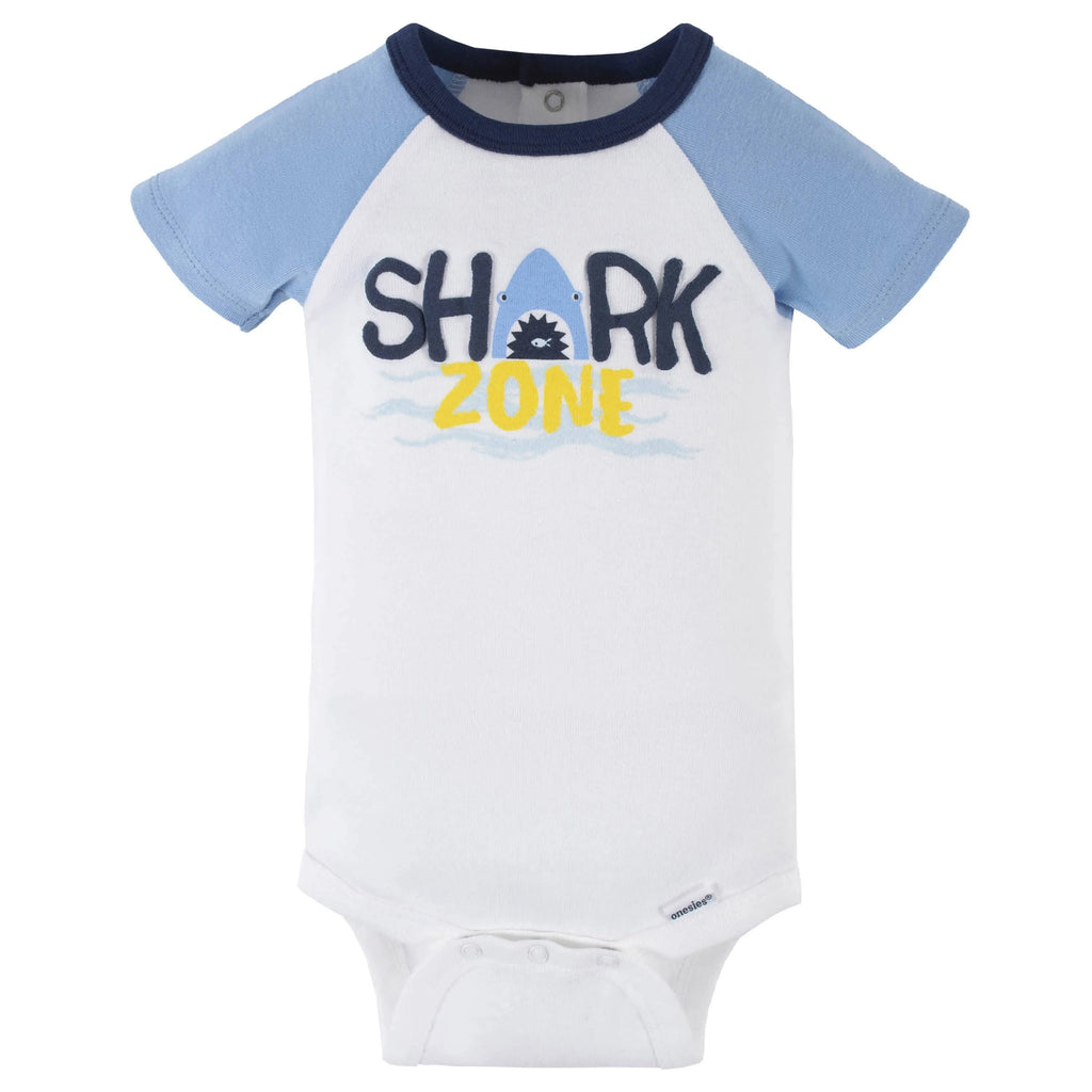 4-Pack Baby Boys Shark Zone Short Sleeve Onesies Bodysuits