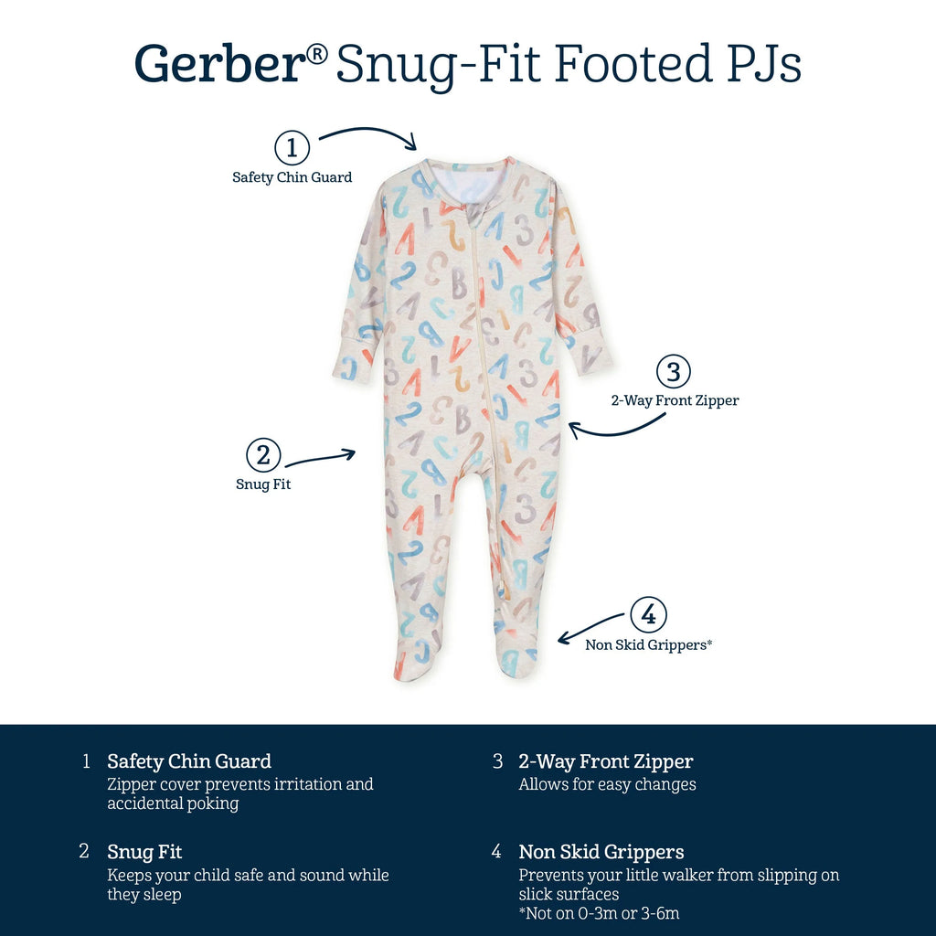 Baby & Toddler Alphabet Soup Buttery Soft Viscose Made from Eucalyptus Snug Fit Footed Pajamas