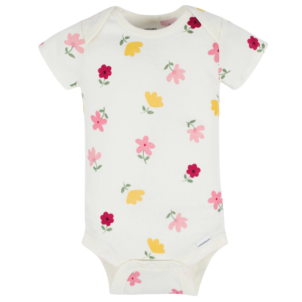 8-Pack Baby Girls Floral Fox Short Sleeve Onesies Bodysuits