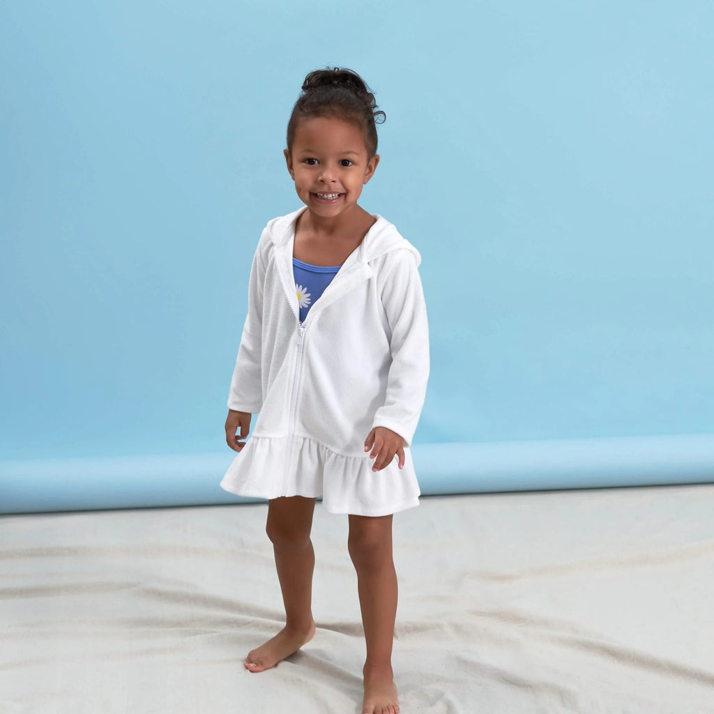 Baby & Toddler Girls White Zipper Hoodie Terry Coverup