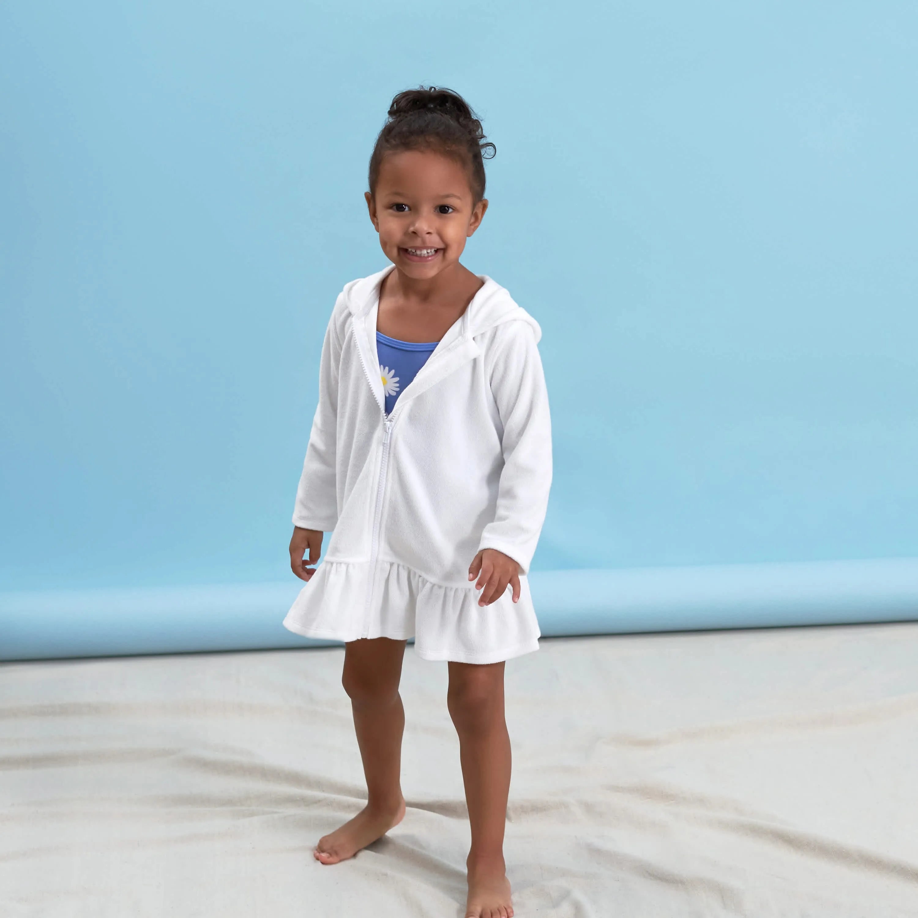 Baby & Toddler Girls White Zipper Hoodie Terry Coverup
