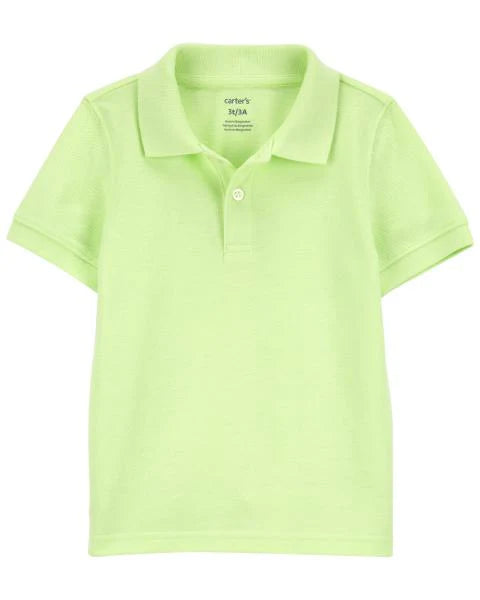 Carter's Ribbed Collar Polo Shirt with Chameleon Print Stretch Chino Shorts