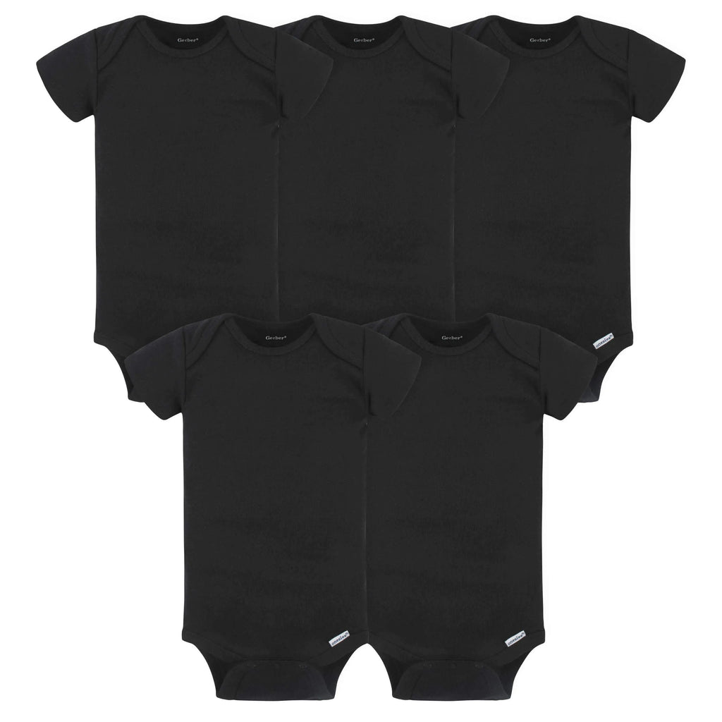 5-Pack Baby Black Ribbed Onesies Bodysuits