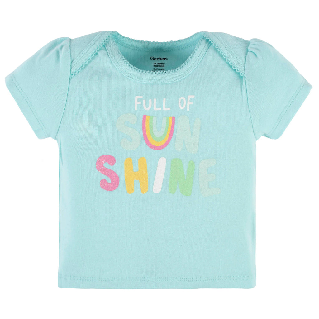 4-Piece Baby Girls Dots Of Rainbows Onesies Bodysuit, Tee, Skort & Pant Set