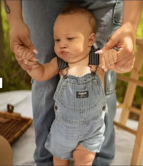 Oshkosh Denim Shortalls: Hickory Stripe Strap Remix