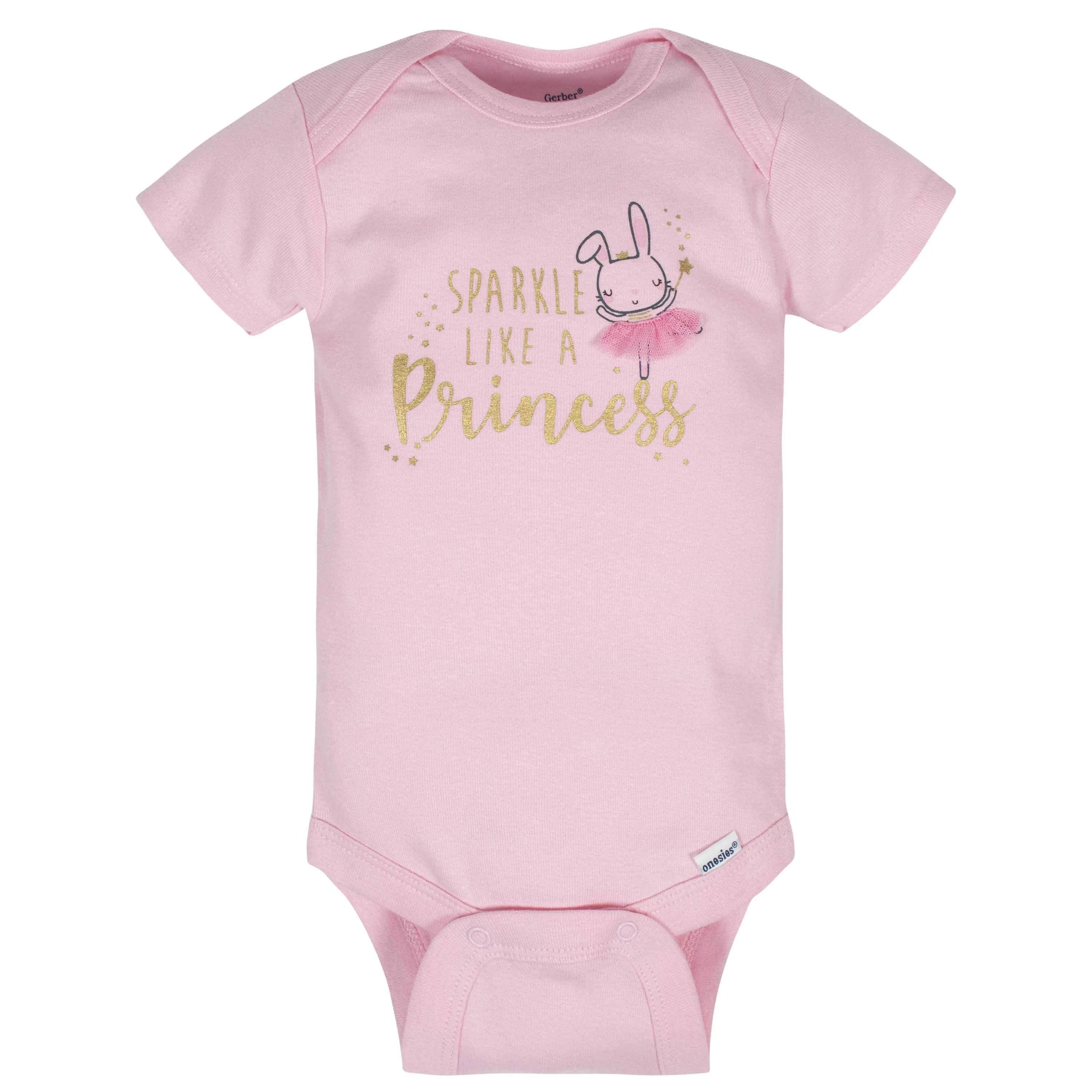 8-Pack Baby Girls Princess Short Sleeve Onesies Bodysuits