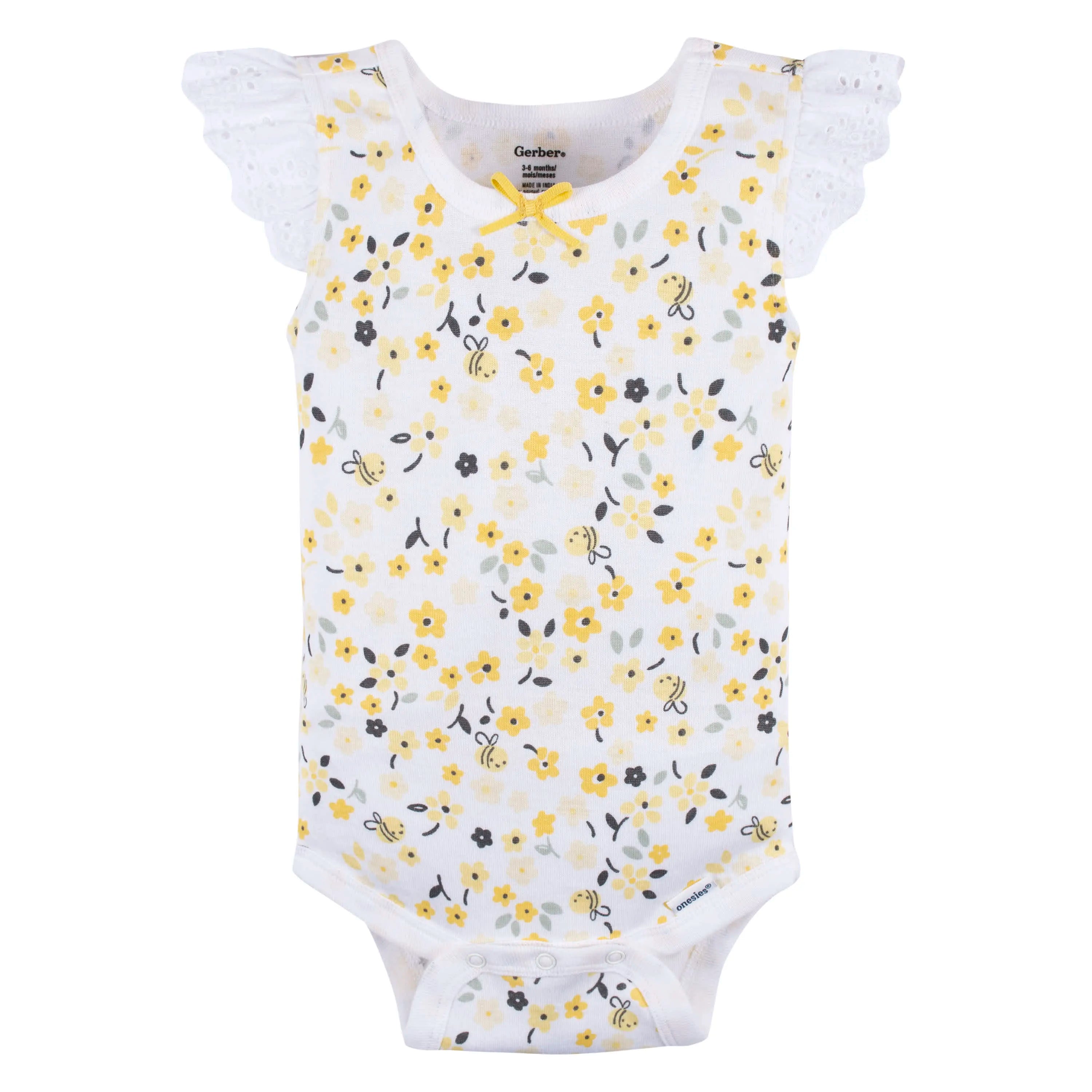 4-Pack Baby Girls Bee Garden Sleeveless Onesies Bodysuits