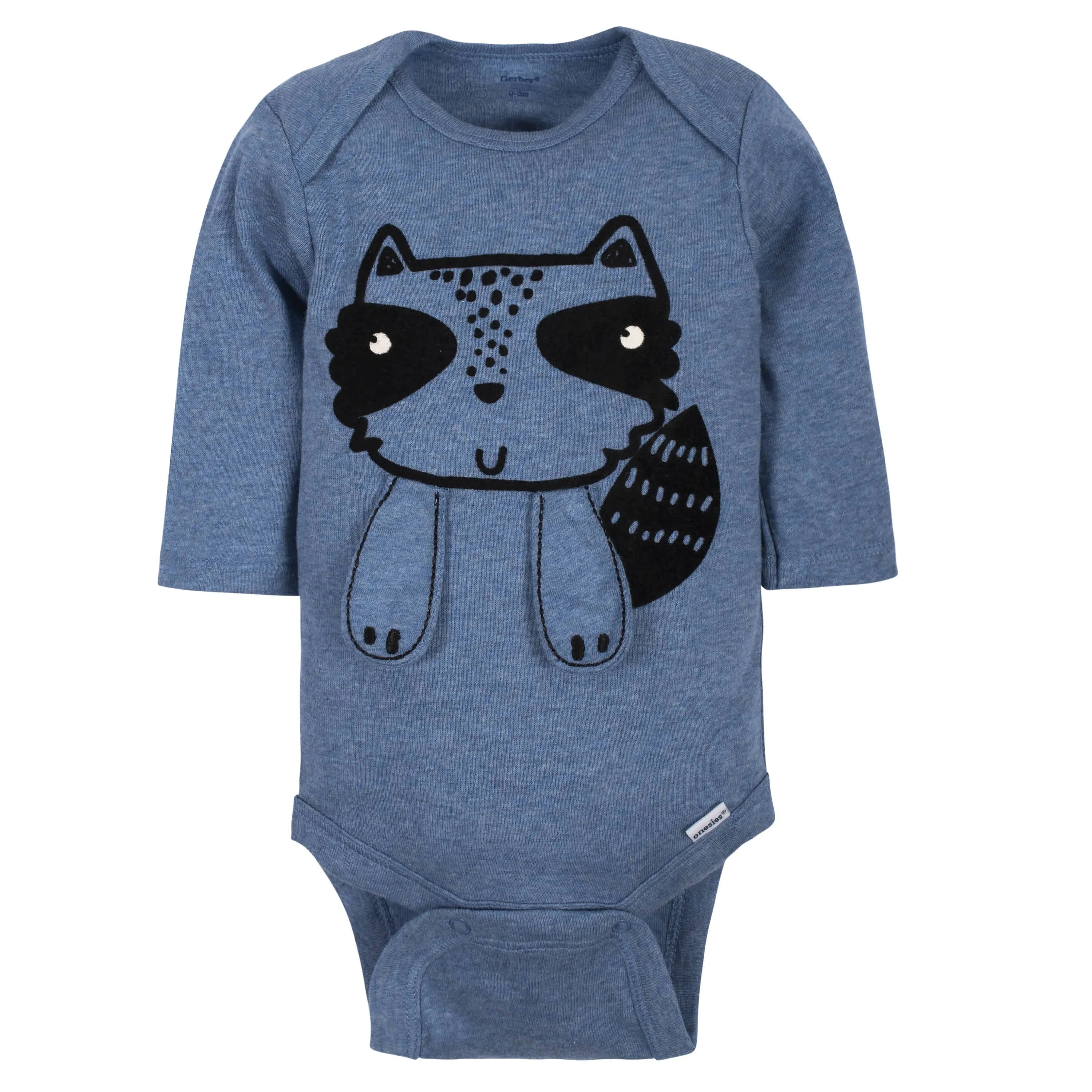 5-Pack Baby Boys Raccoon Long Sleeve Onesies Bodysuits
