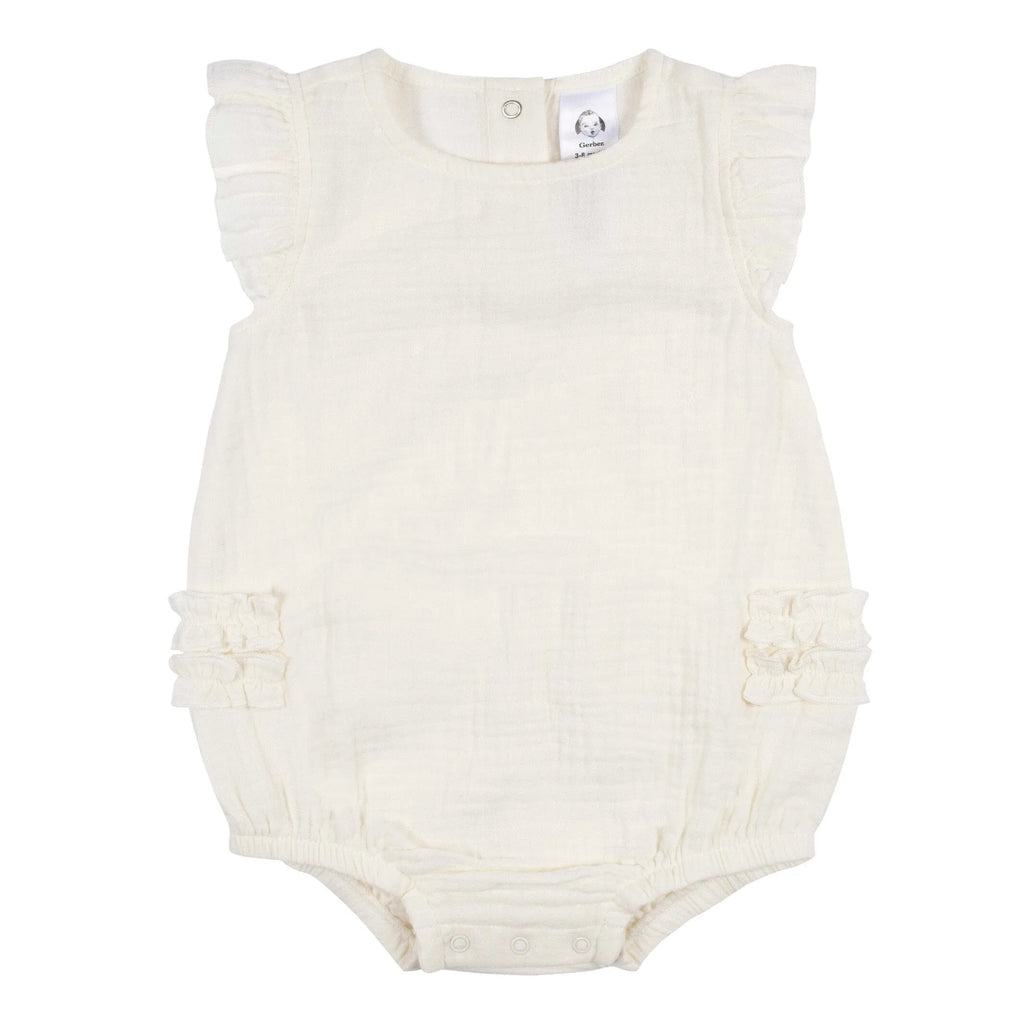 Baby Girls Ivory Gauze Sunsuit Romper