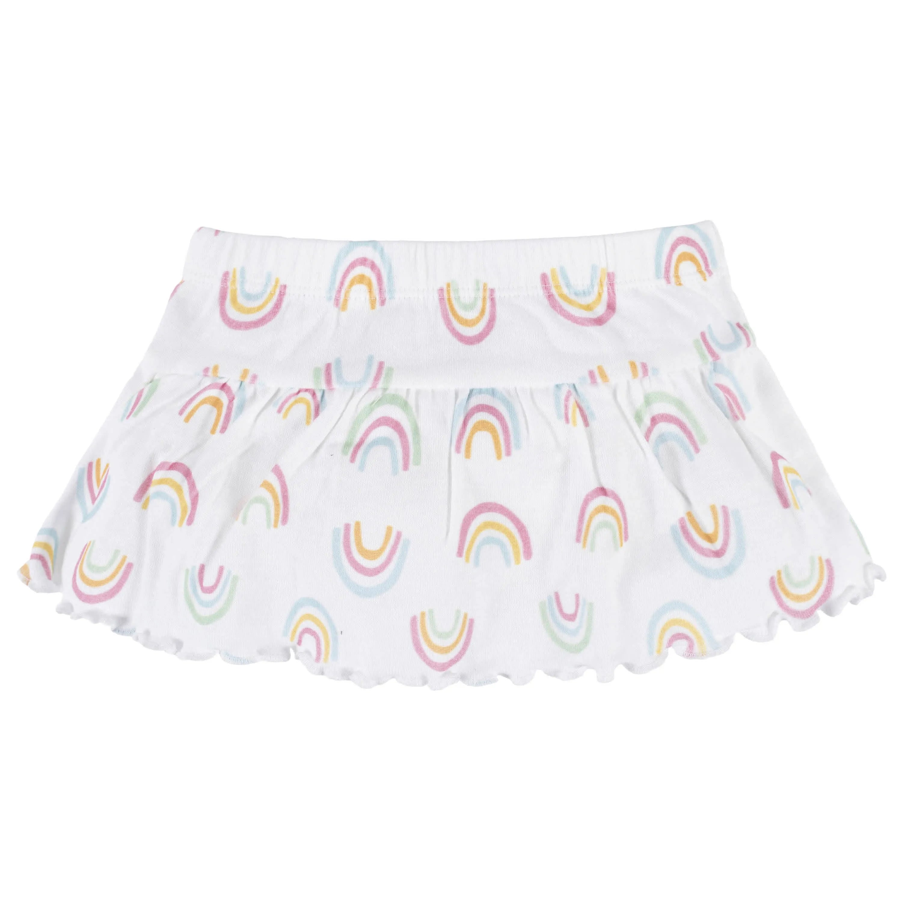 4-Piece Baby Girls Dots Of Rainbows Onesies Bodysuit, Tee, Skort & Pant Set