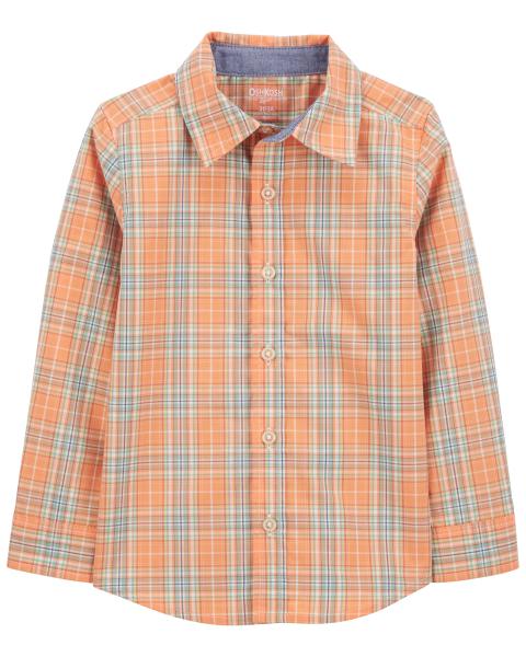 Oshkosh Lightweight Canvas Overalls with Plaid Button-Front Shirt