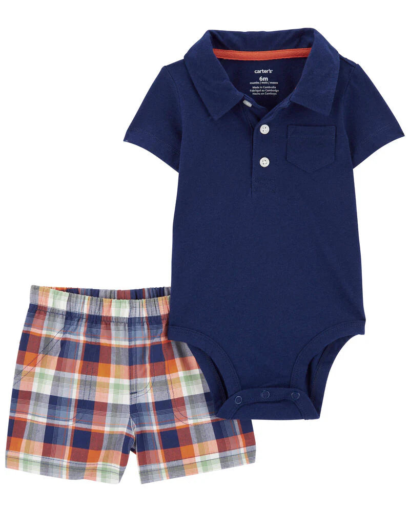 Carter's Baby 2-Piece Polo Bodysuit & Plaid Short Set