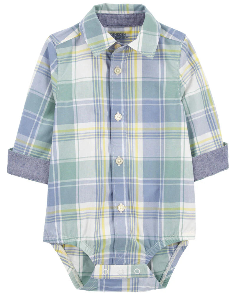 Oshkosh Plaid Button-Front Bodysuit