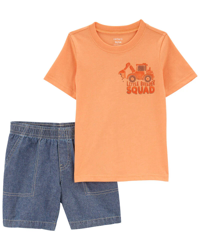 Carter's Toddler 2-Piece Construction Tee & Denim Short Set