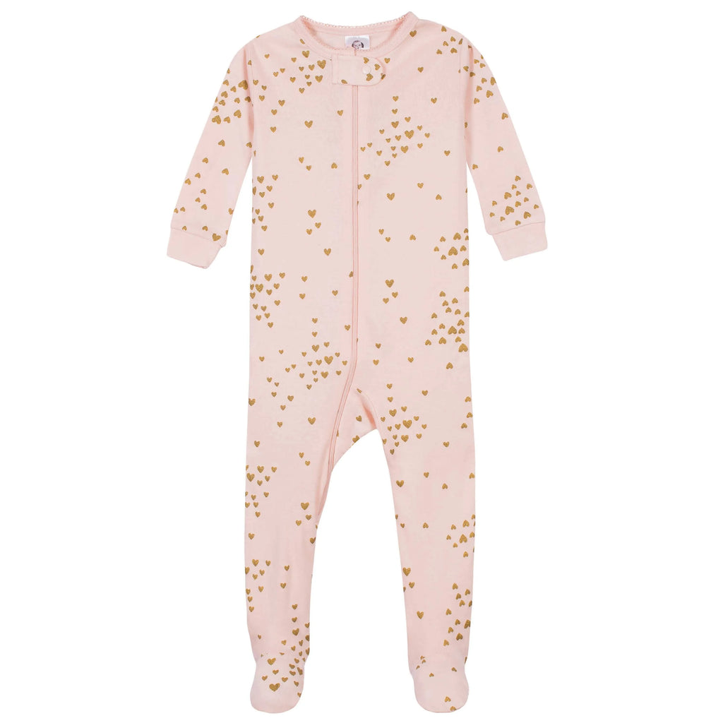 2-Pack Baby & Toddler Girls Love Snug Fit Footed Cotton Pajamas