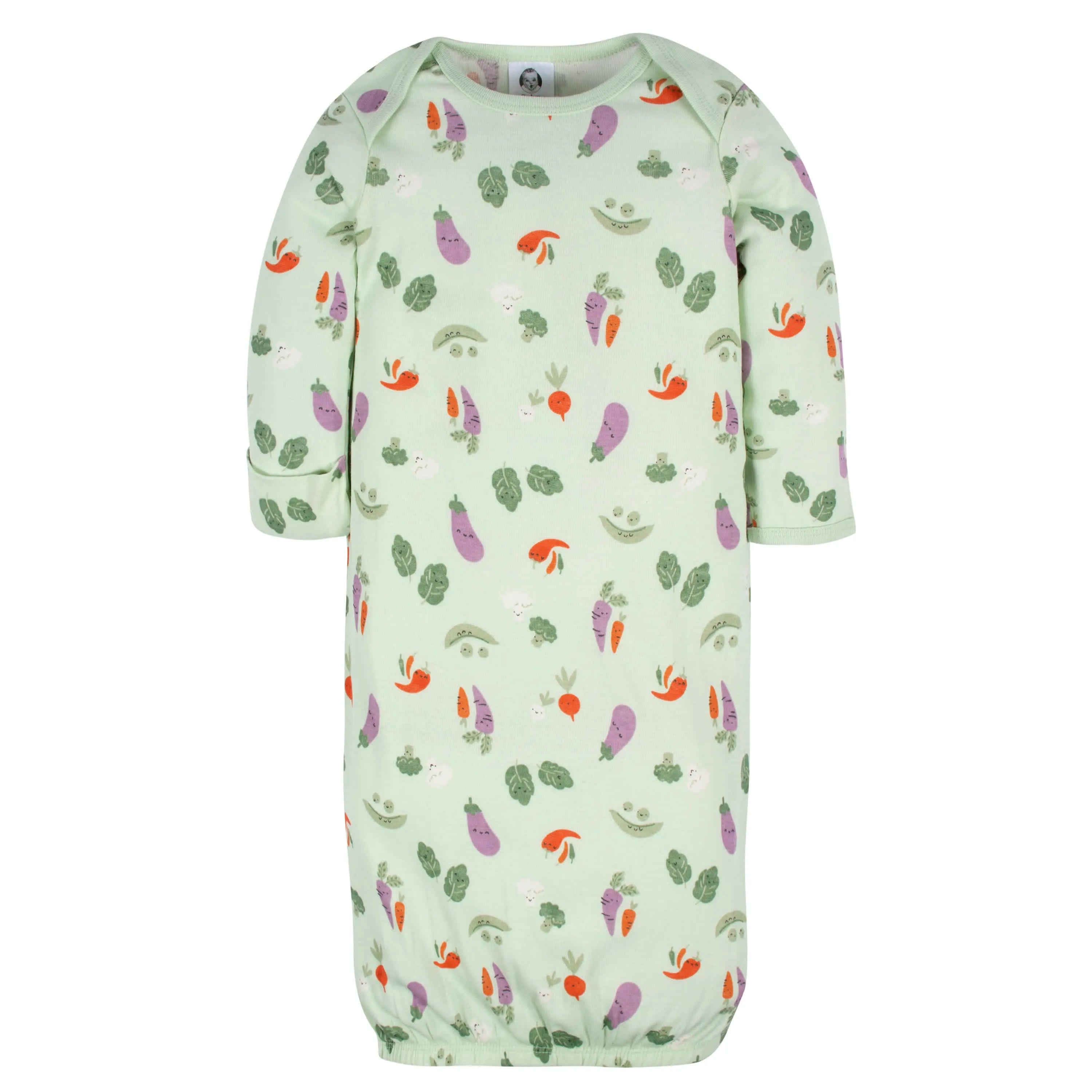 4-Pack Baby Neutral Happy Veggies Gowns