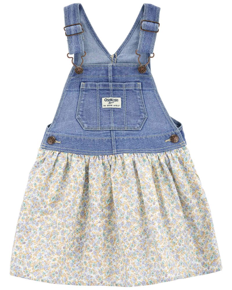 Oshkosh Floral Print Denim Jumper Dress