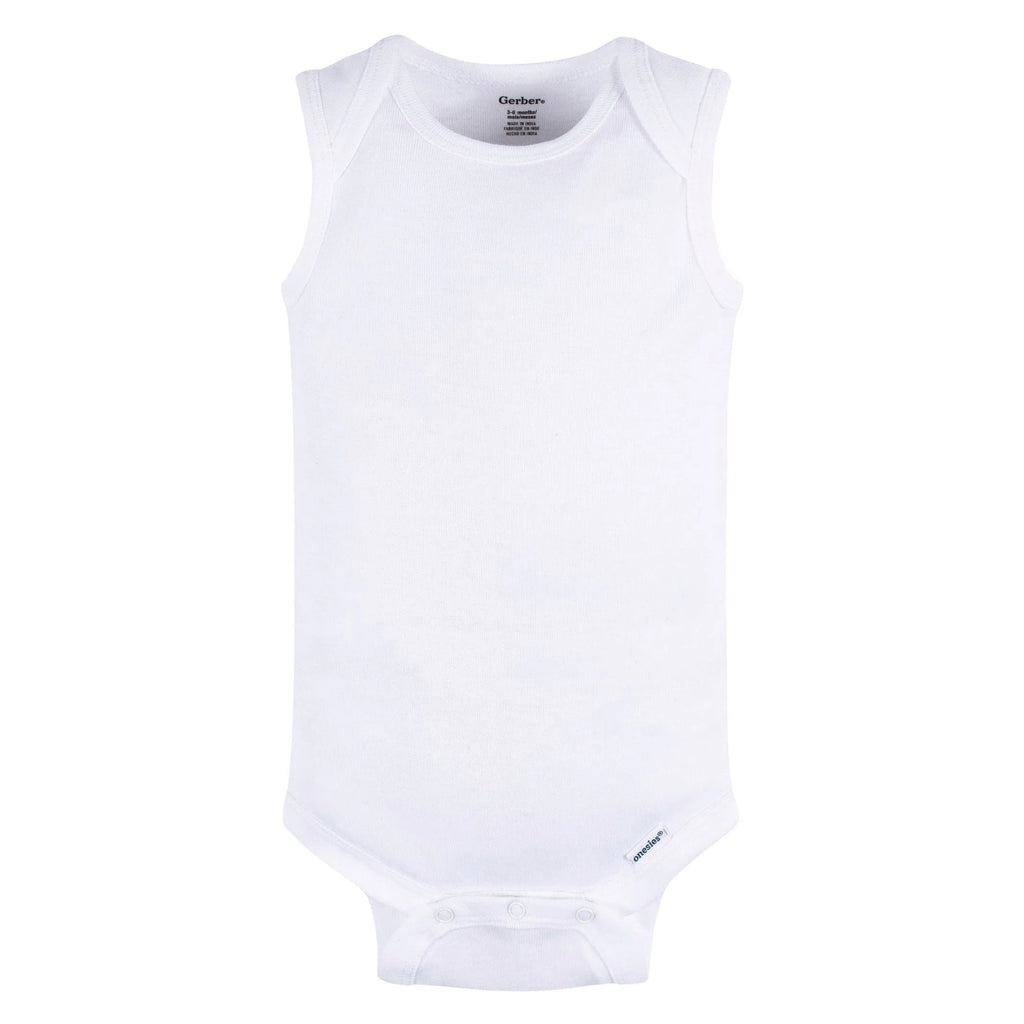 5- Baby Neutral White Sleeveless Onesies Bodysuits