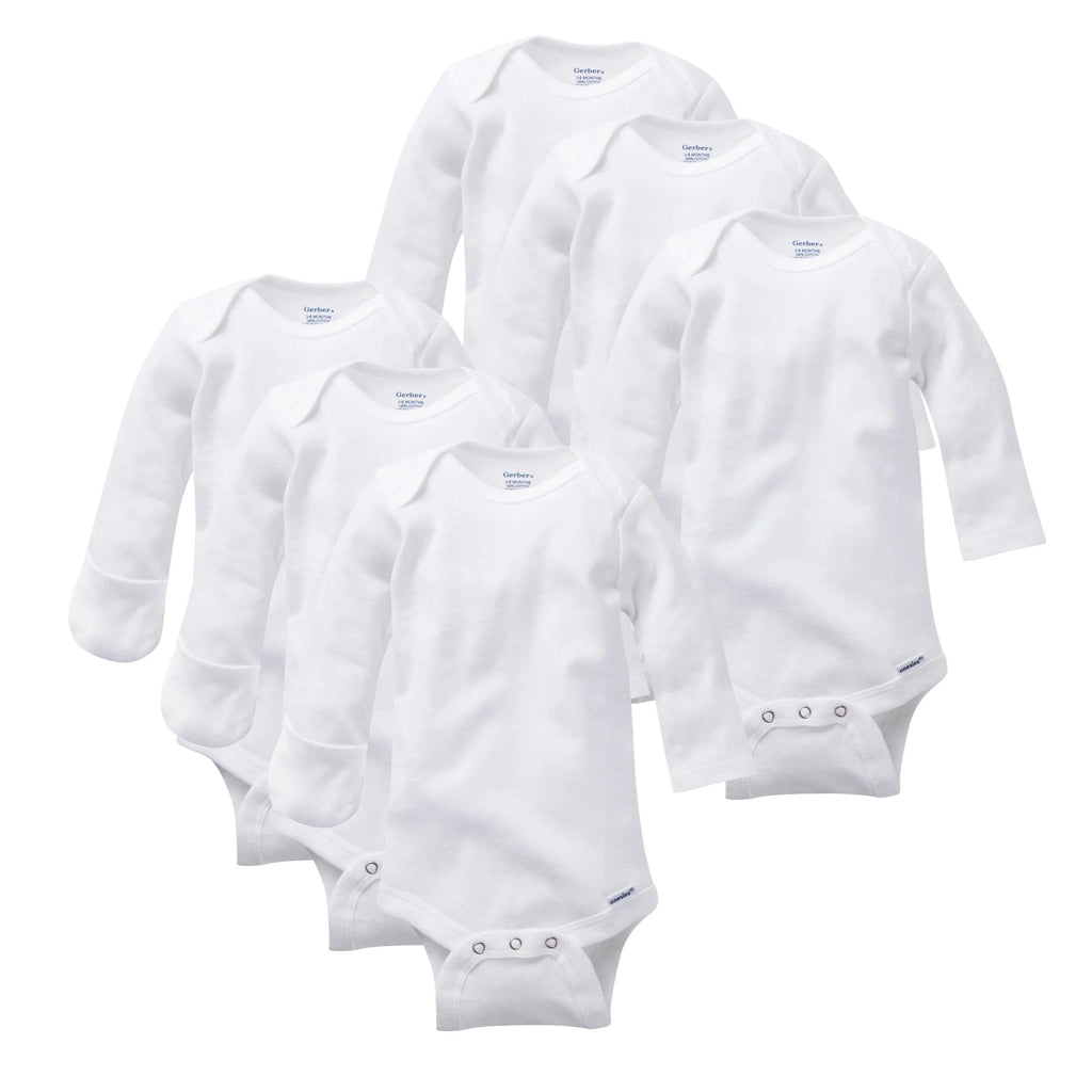 6-Pack Mitten Cuff Baby Onesies Bodysuits