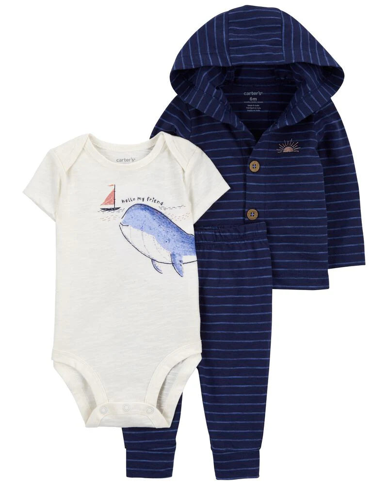 Carter's 3-Piece Whale Little Cardigan Set