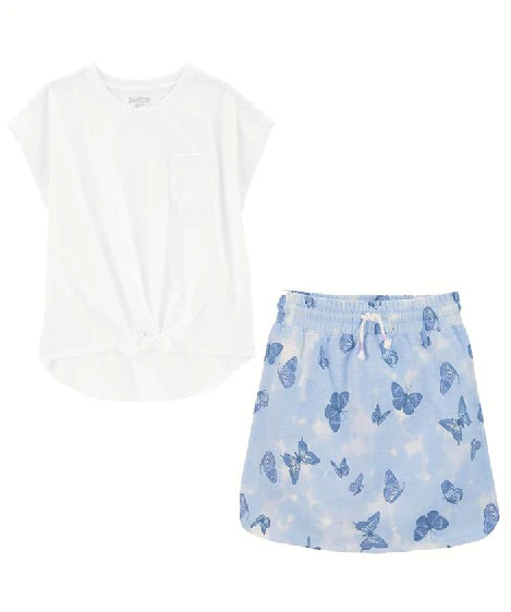 Oshkosh Kid Tie-Front Top with Butterfly Drawstring Skirt