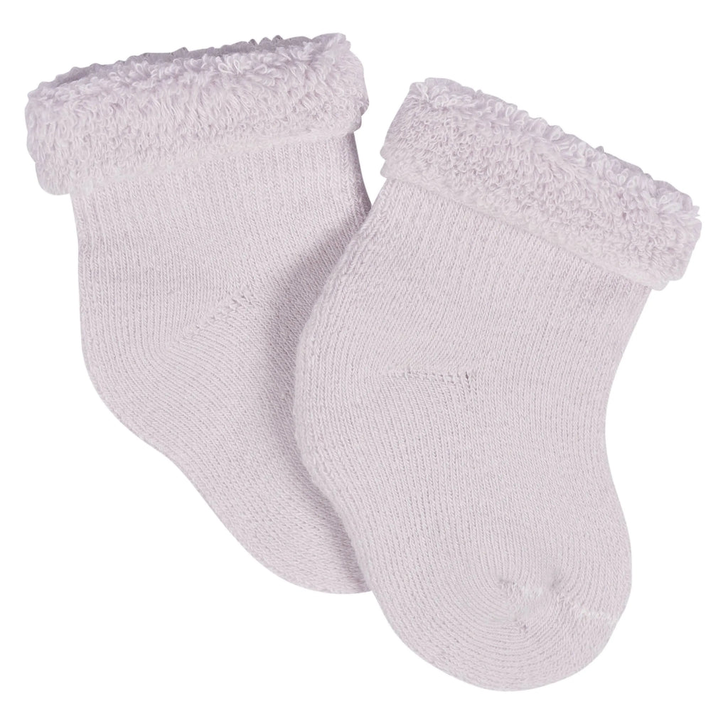 12-Pack Baby Girls Lavender Garden Terry Wiggle Proof Socks